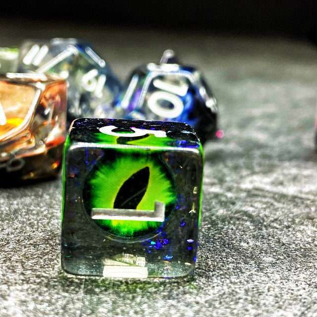 Sage's Bottled Rainbow Dragon Eyes Resin Polyhedral Dice Set image 5