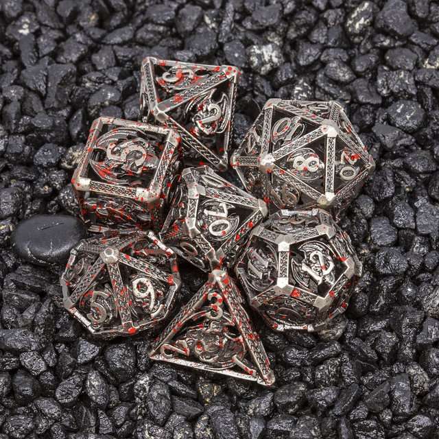 Sage's Grim Drake Bloodstained Wings Hollow Metal Dice Set image 1