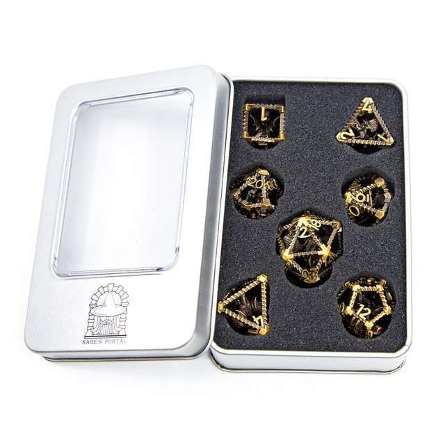 Sage's Draconic Prison Bronze Cage Hollow Metal Dice Set image 10