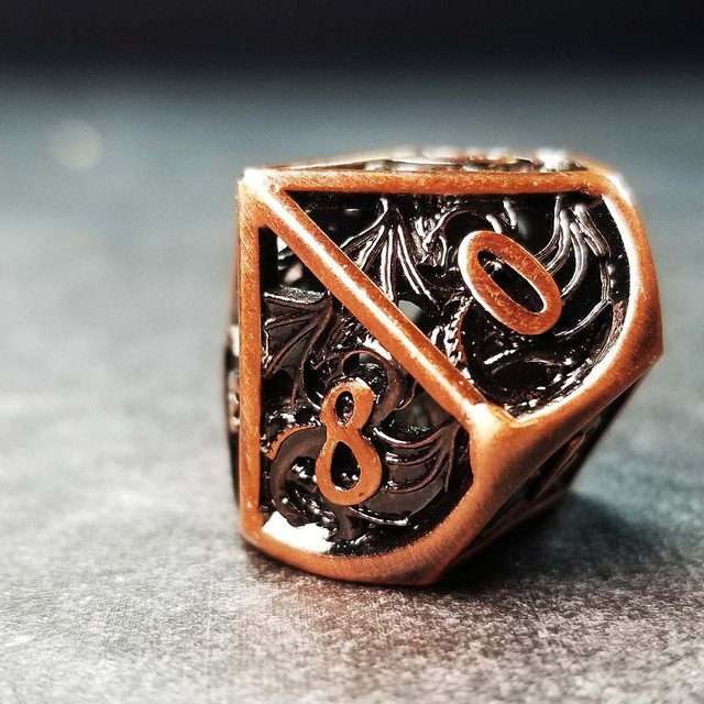 Sage's Dragonstones - Elder Dragon Copper Hollow Metal Polyhedral Dice Set image 2