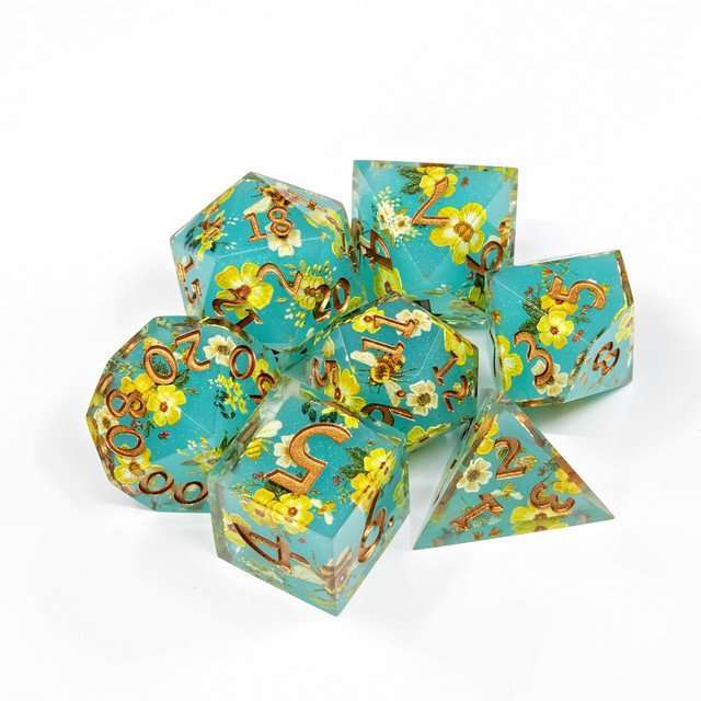 Sage's Honeybees Tropical Honey Sharp Edge Resin Dice Set image 16