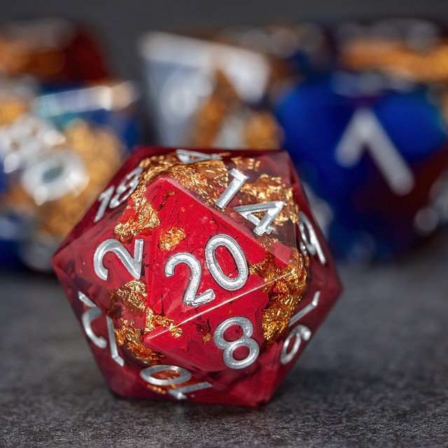 Sage's Geomancy Red/Blue Sharp Edge Resin Dice Set image 1