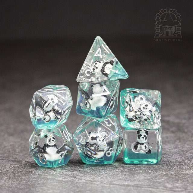 Sage's Baby Panda Familiar Resin Polyhedral Dice Set image 9
