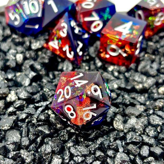 Sage's Enchanted Rainbow Crystals - Sharp Edge Resin Polyhedral Dice Set image 12