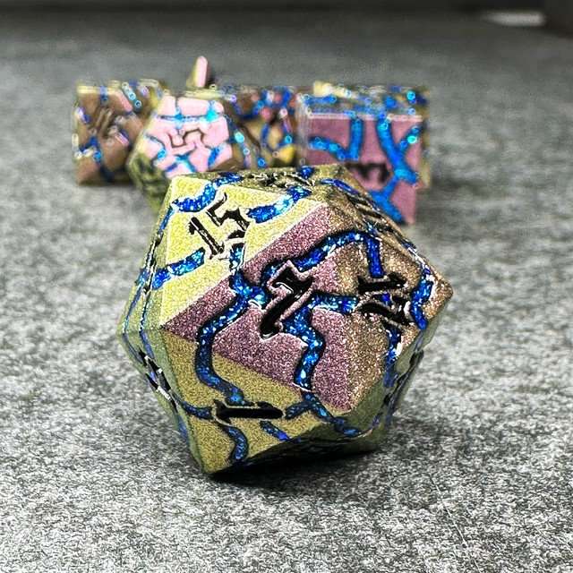 Sage's Warp Stones Blue Ring Nebula Metal Polyhedral Dice Set image 8