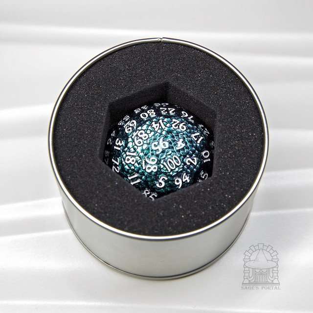 Sage’s Dragon Egg Purple/Teal d100 Metal Dice image 4