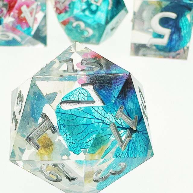 Sage's Spring Florets Sharp Edge Resin Dice Set image 1