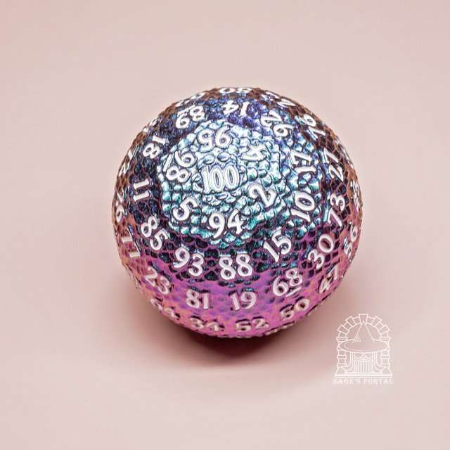 Sage’s Dragon Egg Purple/Red d100 Metal Dice image 4
