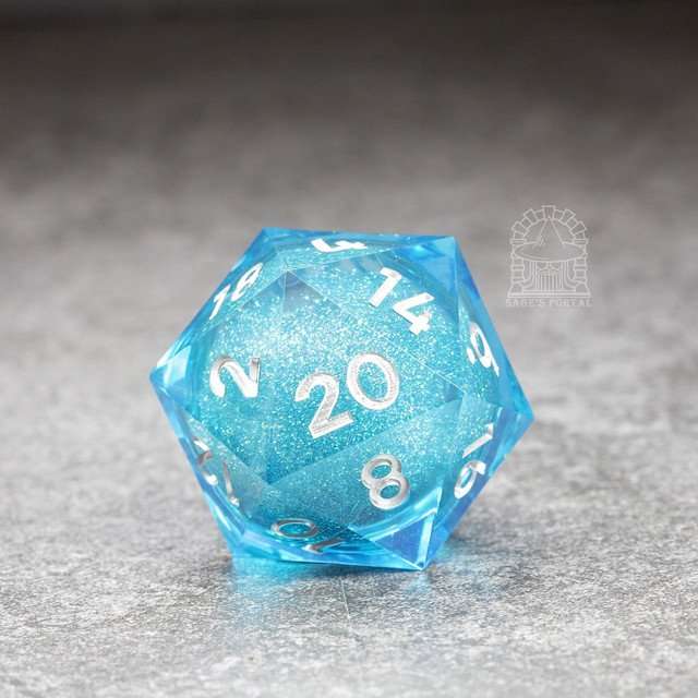 Sage's Spirits - 33mm Ice Spirits Liquid-Core D20 Sharp Edge Resin Dice image 3