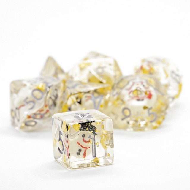 Sage's Familiars - Snowman Resin Silver Ink Polyhedral Dice Set image 18
