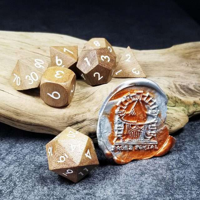 Sage’s Trees - Cherry Wood Oversized Natural Ink Polyhedral Dice Set image 17