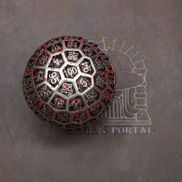 Sage’s Dragonstones Nickel/Blood d100 Hollow Metal Dice image 1