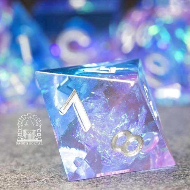 Sage's Crystals - Dawn Sharp Edge Resin Polyhedral Dice Set image 5