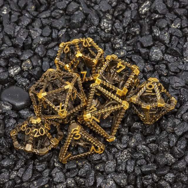 Sage's Draconic Prison Bronze Cage Hollow Metal Dice Set image 1