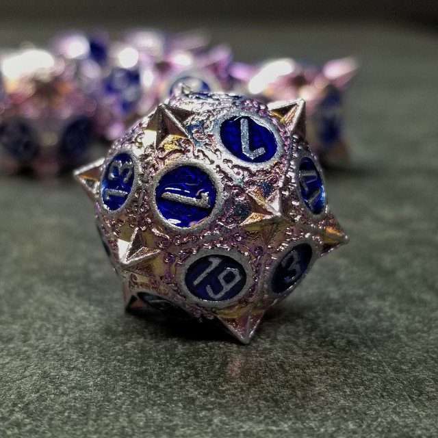 Sage's Enchanted Morningstar Purple/Blue Metal Polyhedral Dice Set image 1