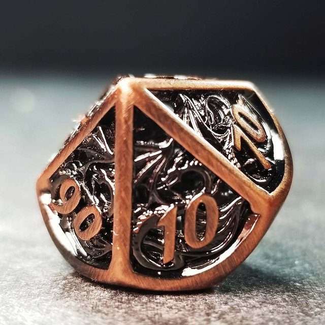 Sage's Dragonstones - Elder Dragon Copper Hollow Metal Polyhedral Dice Set image 4