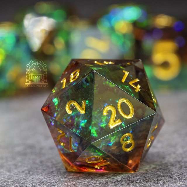 Sage's Crystals - Autumn Sharp Edge Resin Polyhedral Dice Set image 1