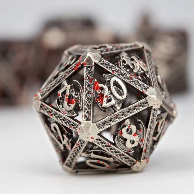Sage's Grim Drake Bloodstained Wings Hollow Metal Dice Set image 3