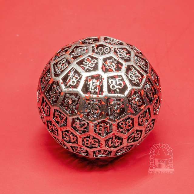 Sage’s Dragonstones Nickel/Blood d100 Hollow Metal Dice image 4