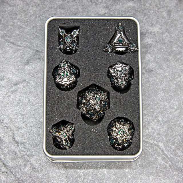 Sage’s Finials Midnight Glade Metal Polyhedral Dice Set image 9