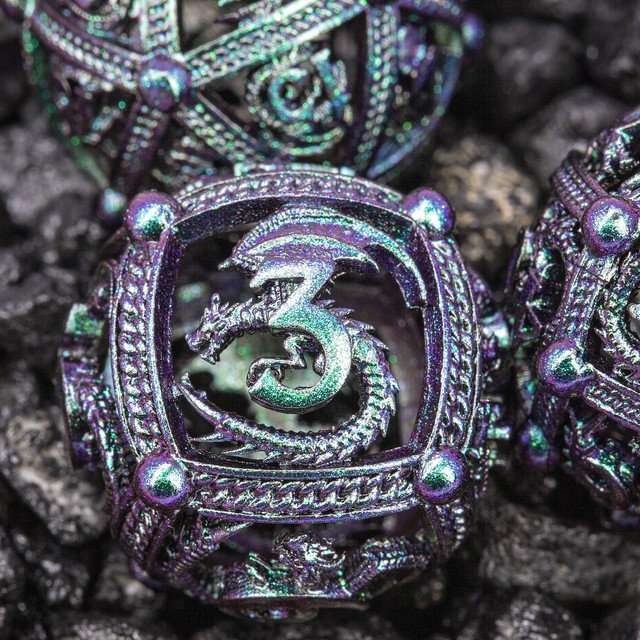Sage’s Dragon Orb Deadly Nightshade Hollow Metal Dice Set image 1