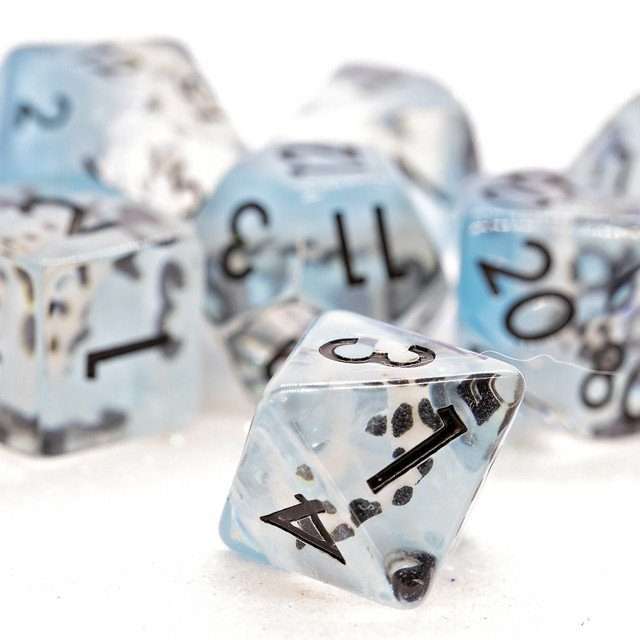 Sage's Familiars - Blue White/Black Fish Familiar Resin Polyhedral Dice Set image 6
