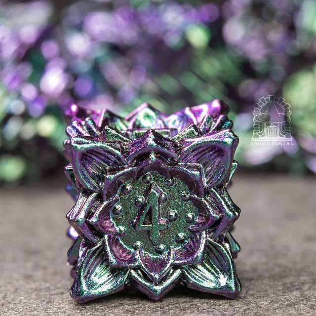 Sage's Deadly Lotus Witch's Curse Metal Polyhedral Dice Set image 9
