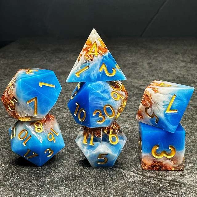 Sage's Geomancy Blue/White Sharp Edge Resin Dice Set image 7