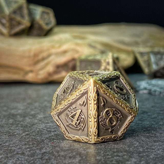 Sage's Anthems - Ancient Bronze Metal Polyhedral Dice Set image 11