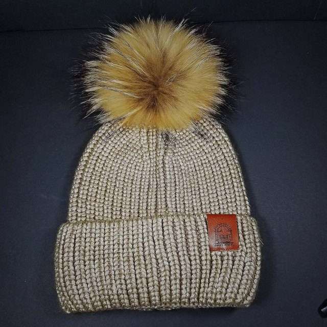 Sage’s Cap – Mocha Knit Beanie with Raccoon Pompom image 4