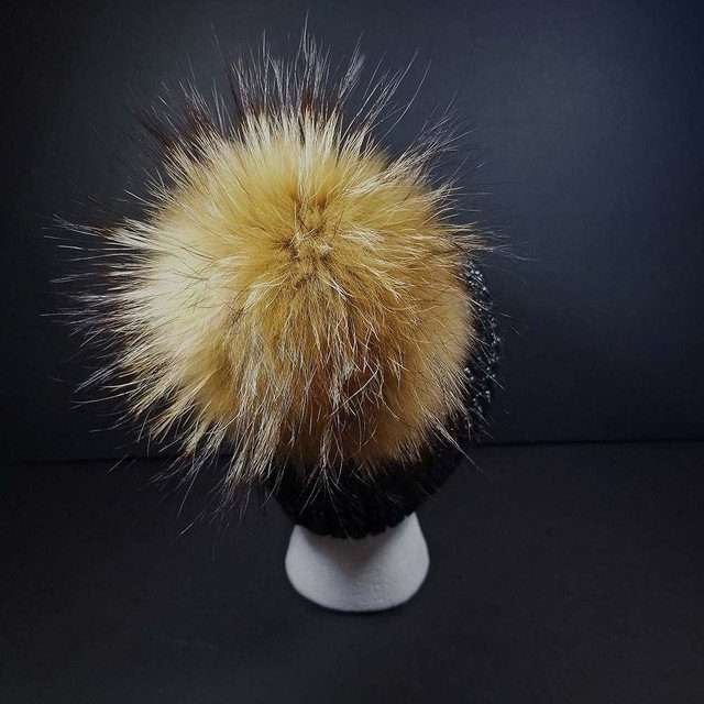 Sage’s Cap – Black Knit Beanie with Raccoon Pompom image 7
