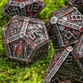Sage's Lich's Phylactery Nickel/Blood Metal Polyhedral Dice Set image 0