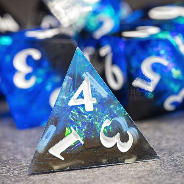 Sage's Crystals - Cobalt Sharp Edge Resin Polyhedral Dice Set image 10