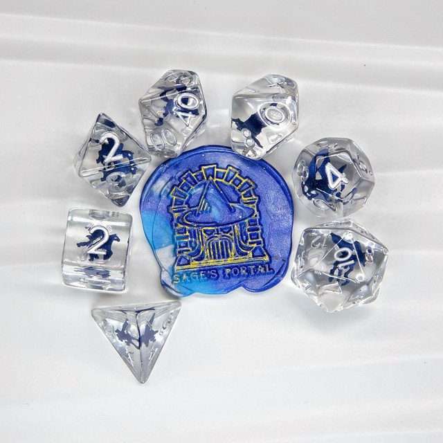 Sage's Blue Pegasus Familiar Resin Polyhedral Dice Set image 8