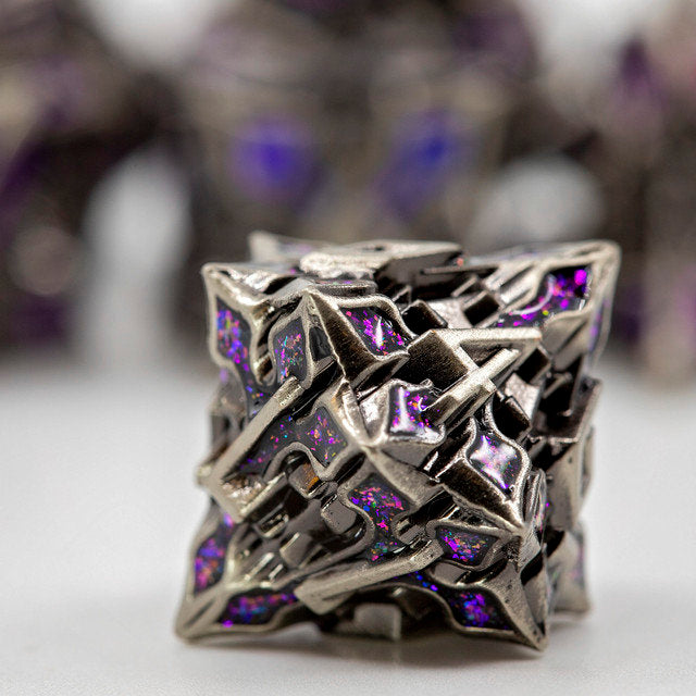 Sage's Petrified Lilium Plum Metal Polyhedral Dice Set | Dungeons Dragons DnD Pathfinder RPG