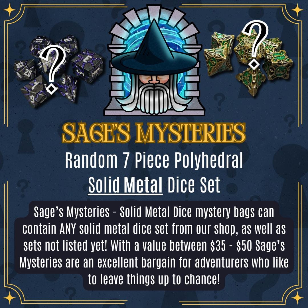 Sages Mysteries random Solid Metal Dice Set mystery grab bag.