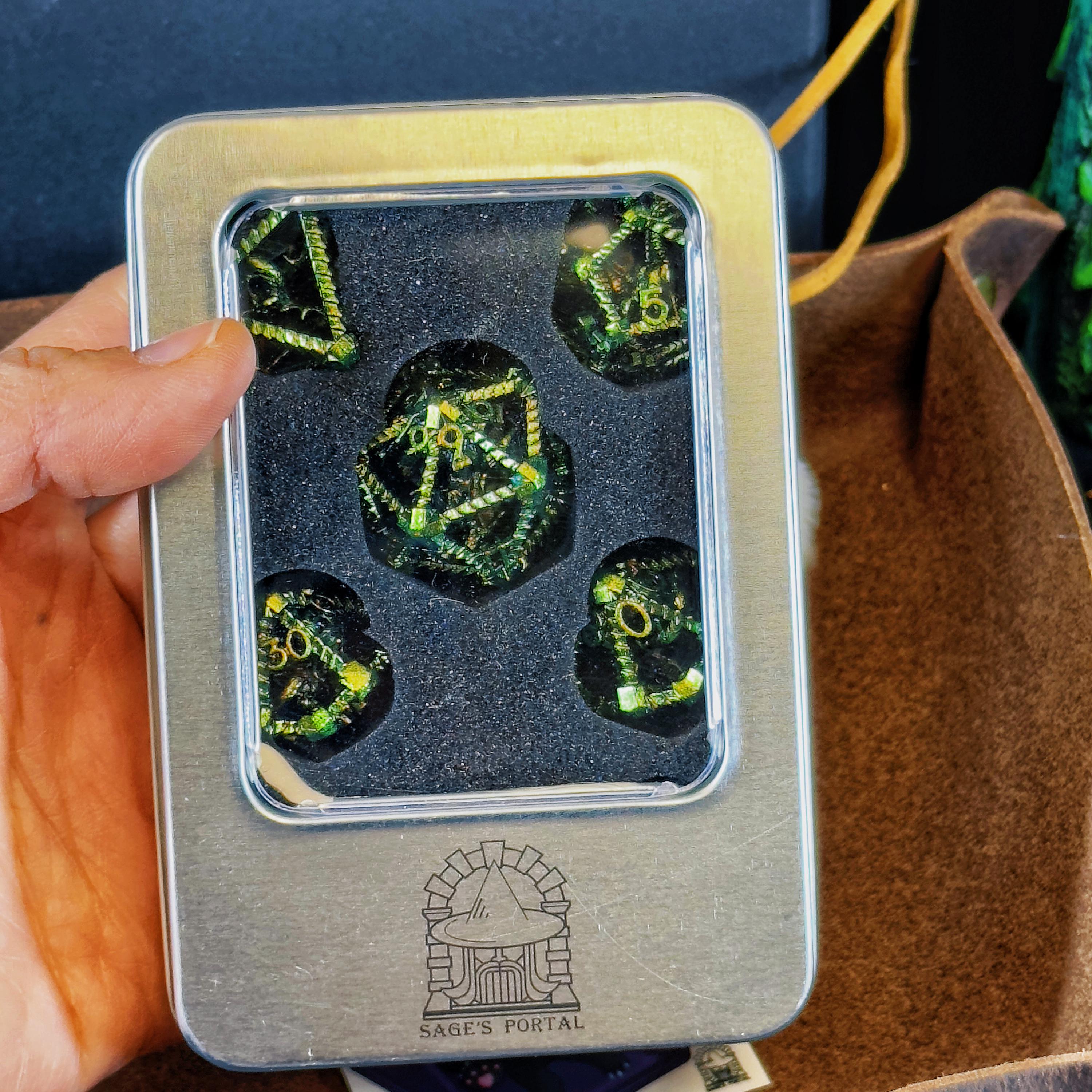 Sage's Christmas Notebook & Dice Gift Bundle | Dragon Journal, Dice Set, Leather Tray and Toy
