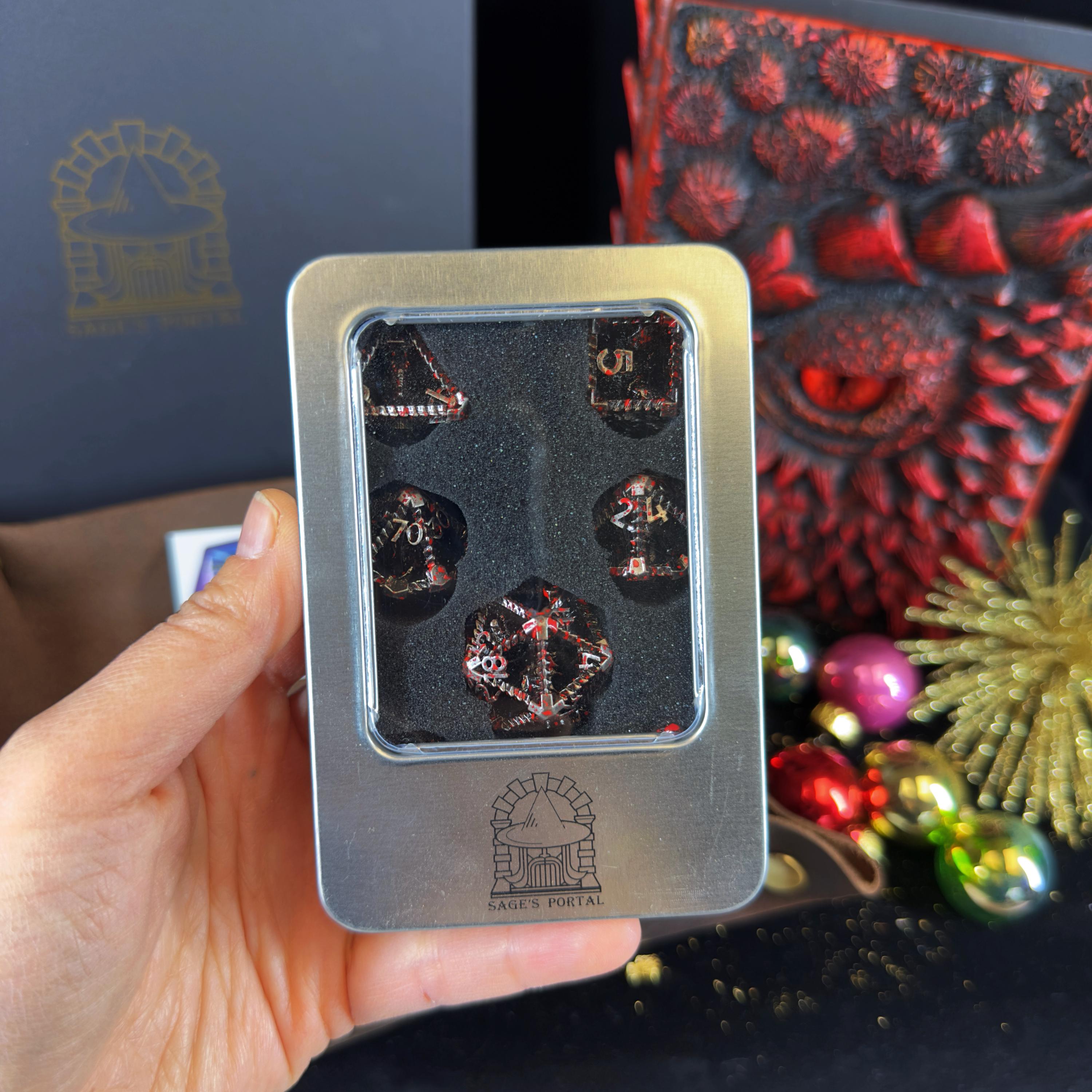 Sage's Christmas Notebook & Dice Gift Bundle | Dragon Journal, Dice Set, Leather Tray and Toy