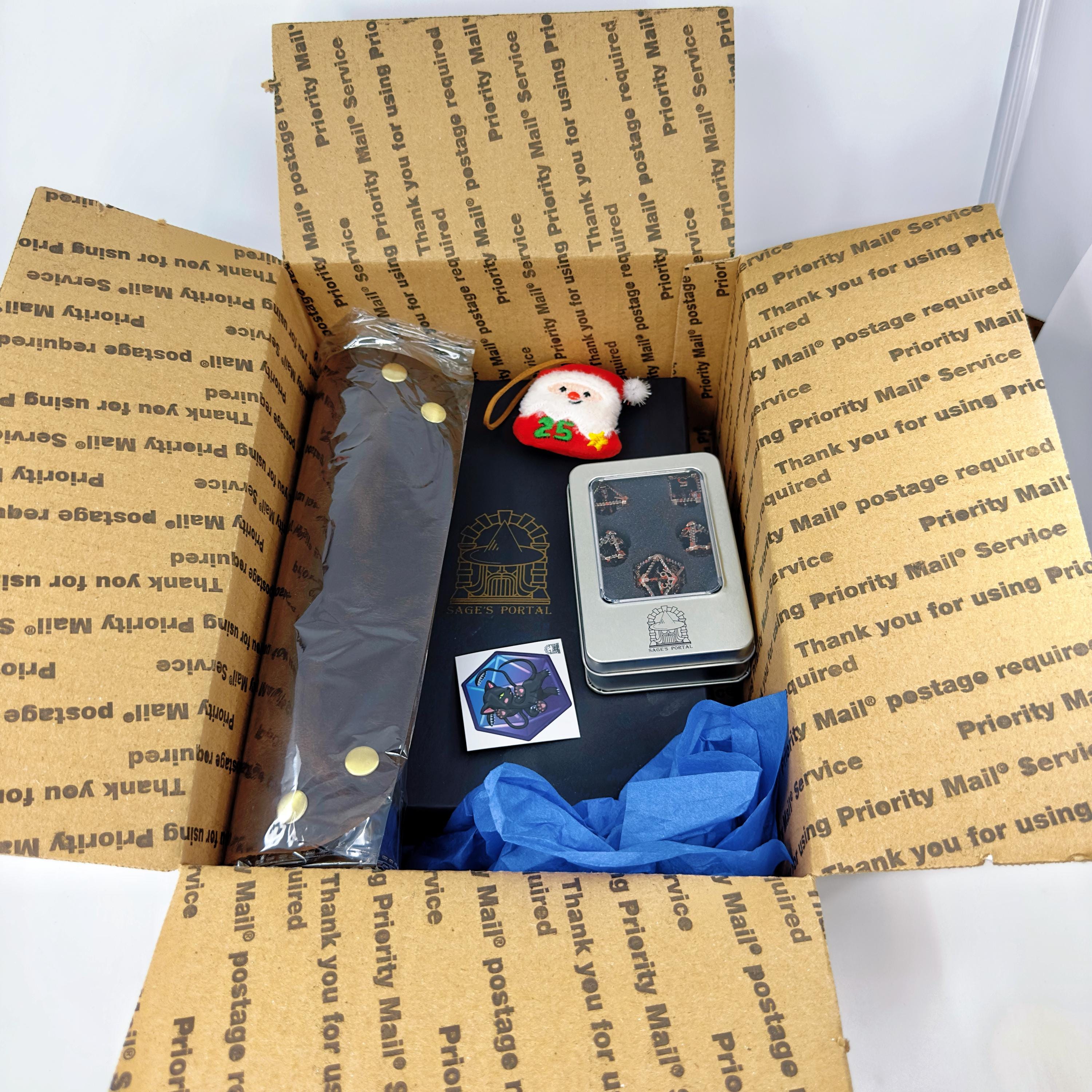 Sage's Christmas Notebook & Dice Gift Bundle | Dragon Journal, Dice Set, Leather Tray and Toy