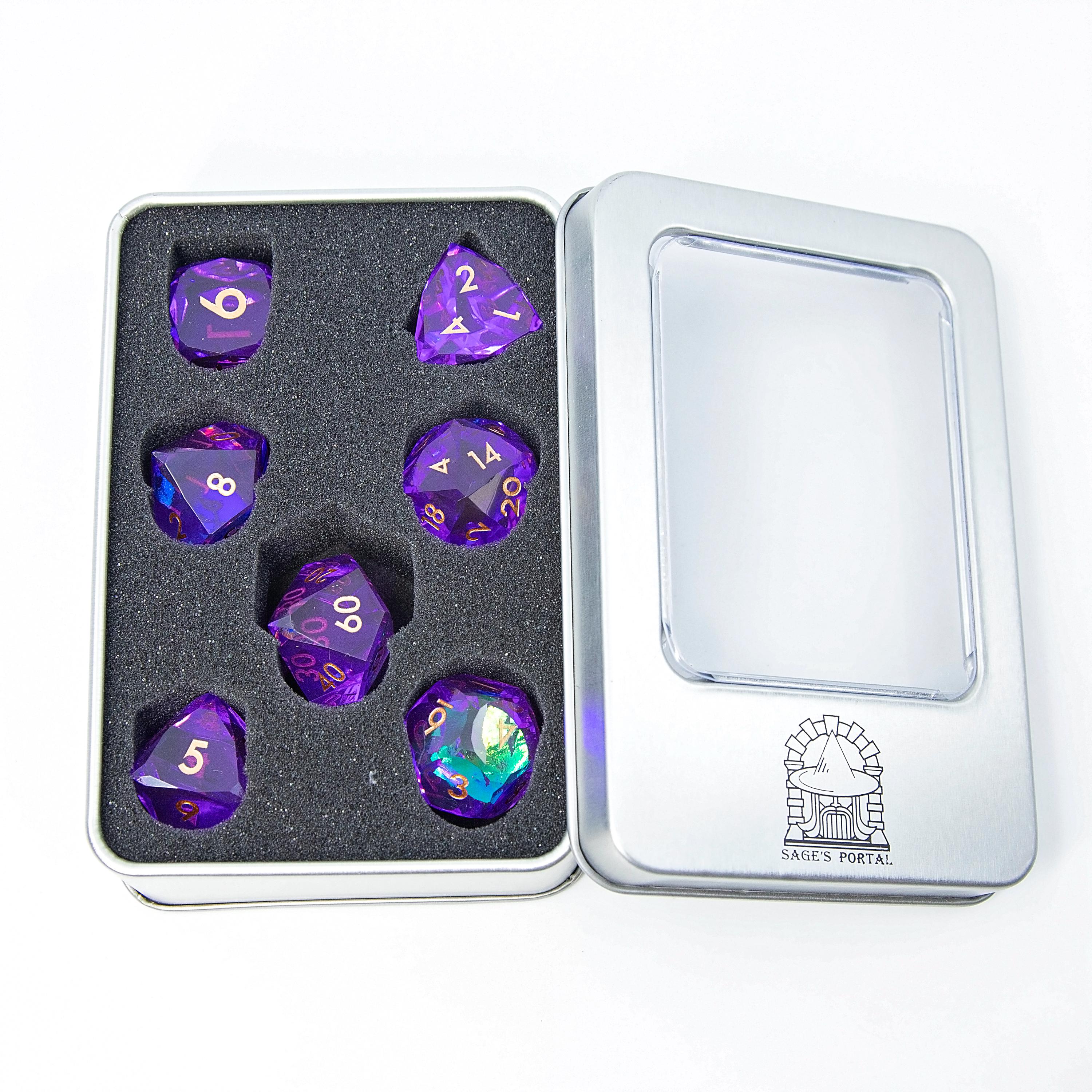 Faceted Resin DND Dice Set | Sage’s Faceted Crystals | Clear Gem Cut Design