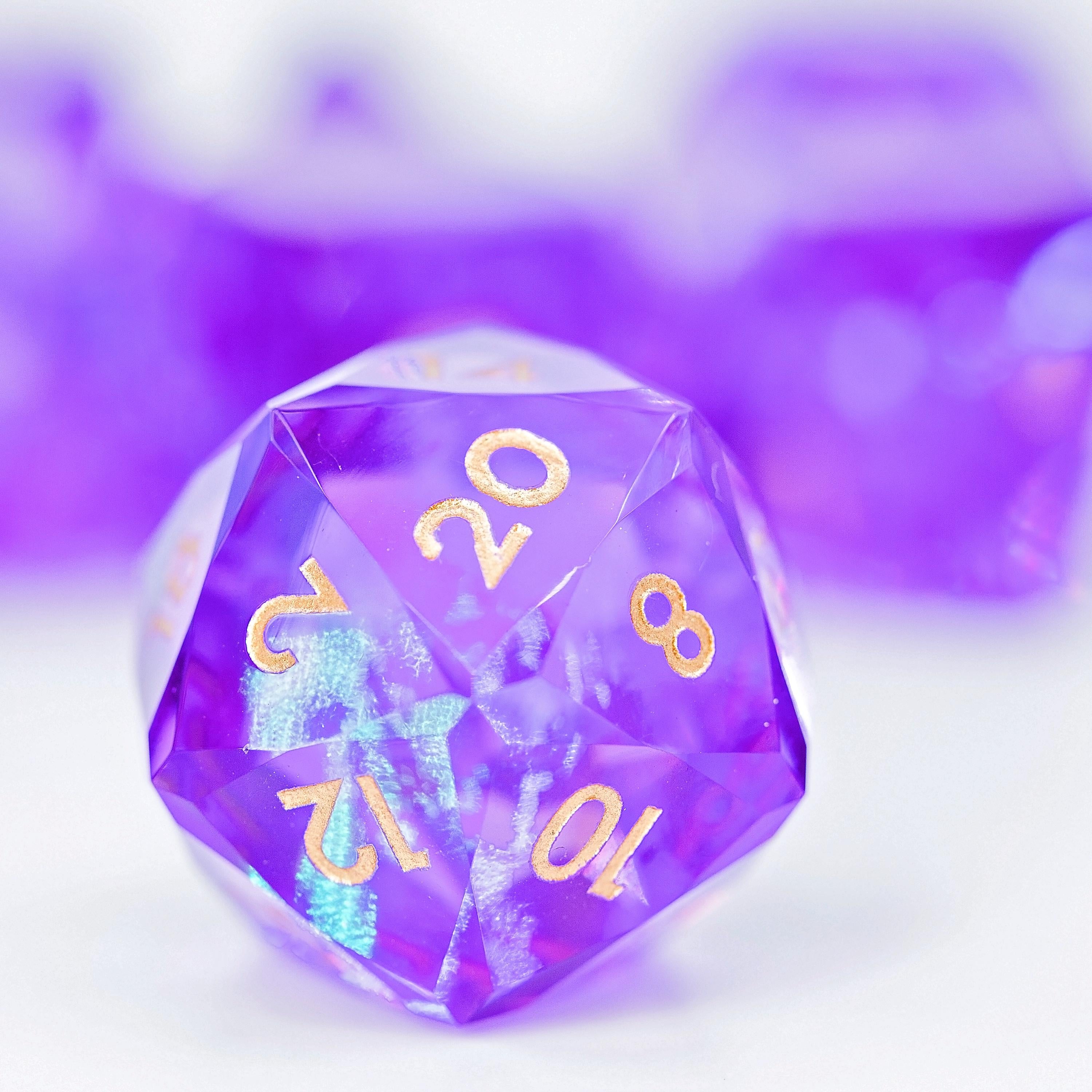 Faceted Resin DND Dice Set | Sage’s Faceted Crystals | Clear Gem Cut Design