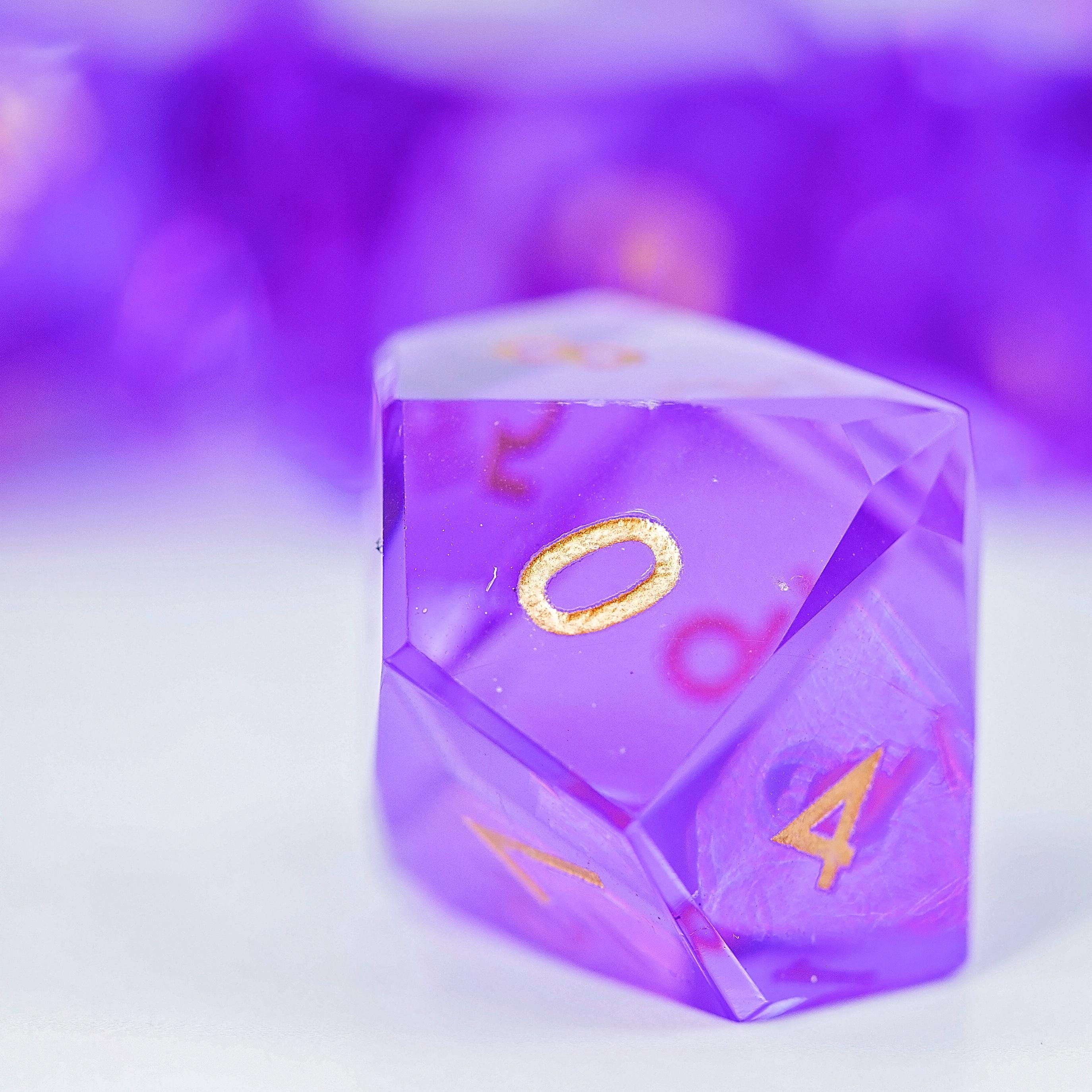 Faceted Resin DND Dice Set | Sage’s Faceted Crystals | Clear Gem Cut Design
