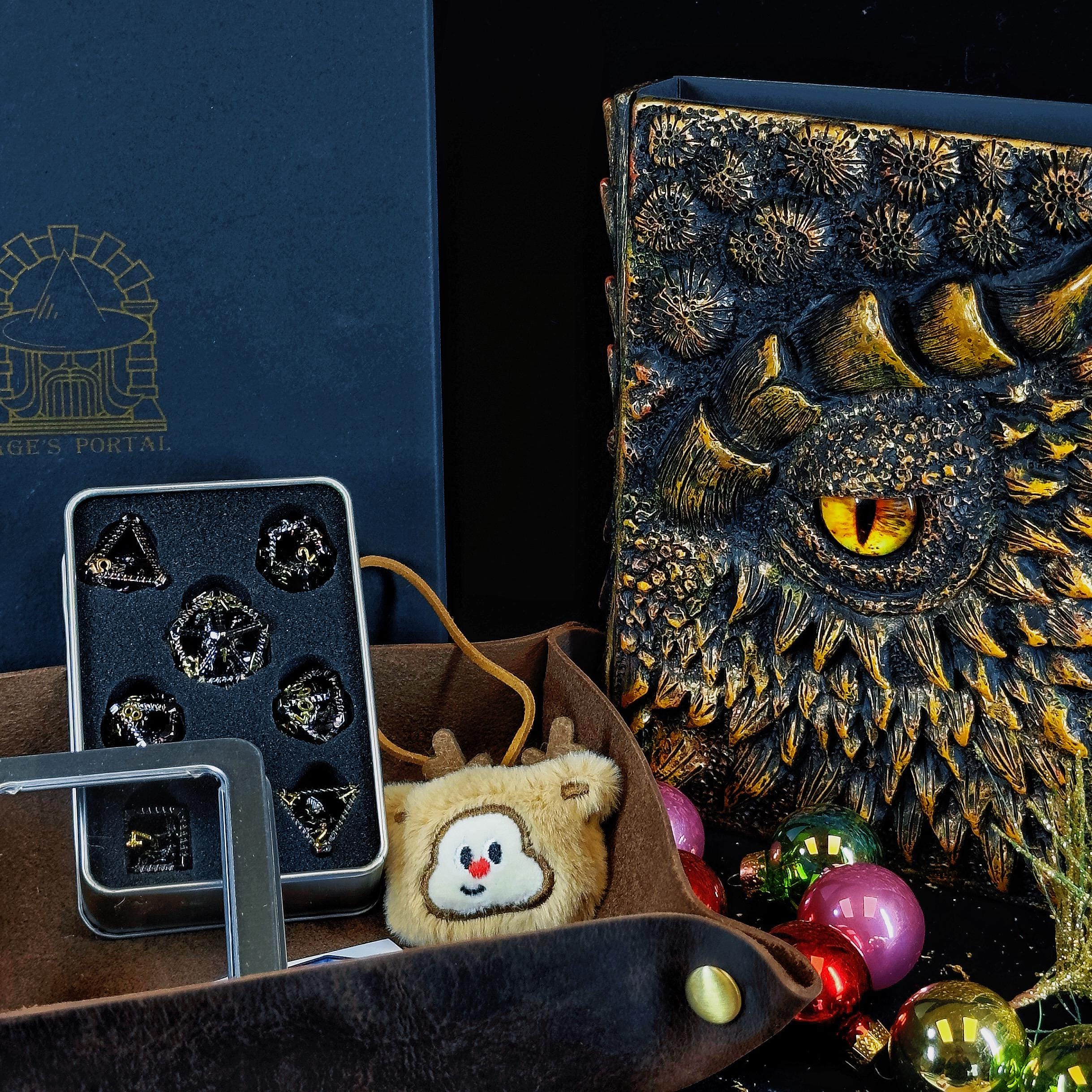 Sage's Christmas Notebook & Dice Gift Bundle | Dragon Journal, Dice Set, Leather Tray and Toy