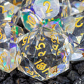 Faceted Resin DND Dice Set | Sage’s Faceted Crystals | Clear Gem Cut Design