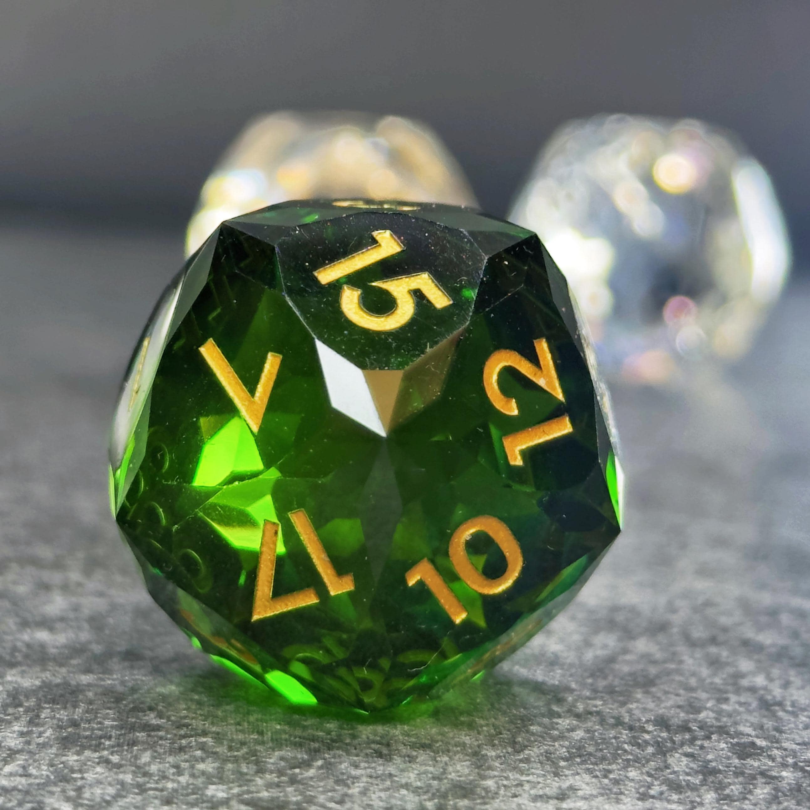 DND Faceted Resin 30mm D20 | Sage’s Faceted Crystals | Gem Cut Sharp Edge Dice