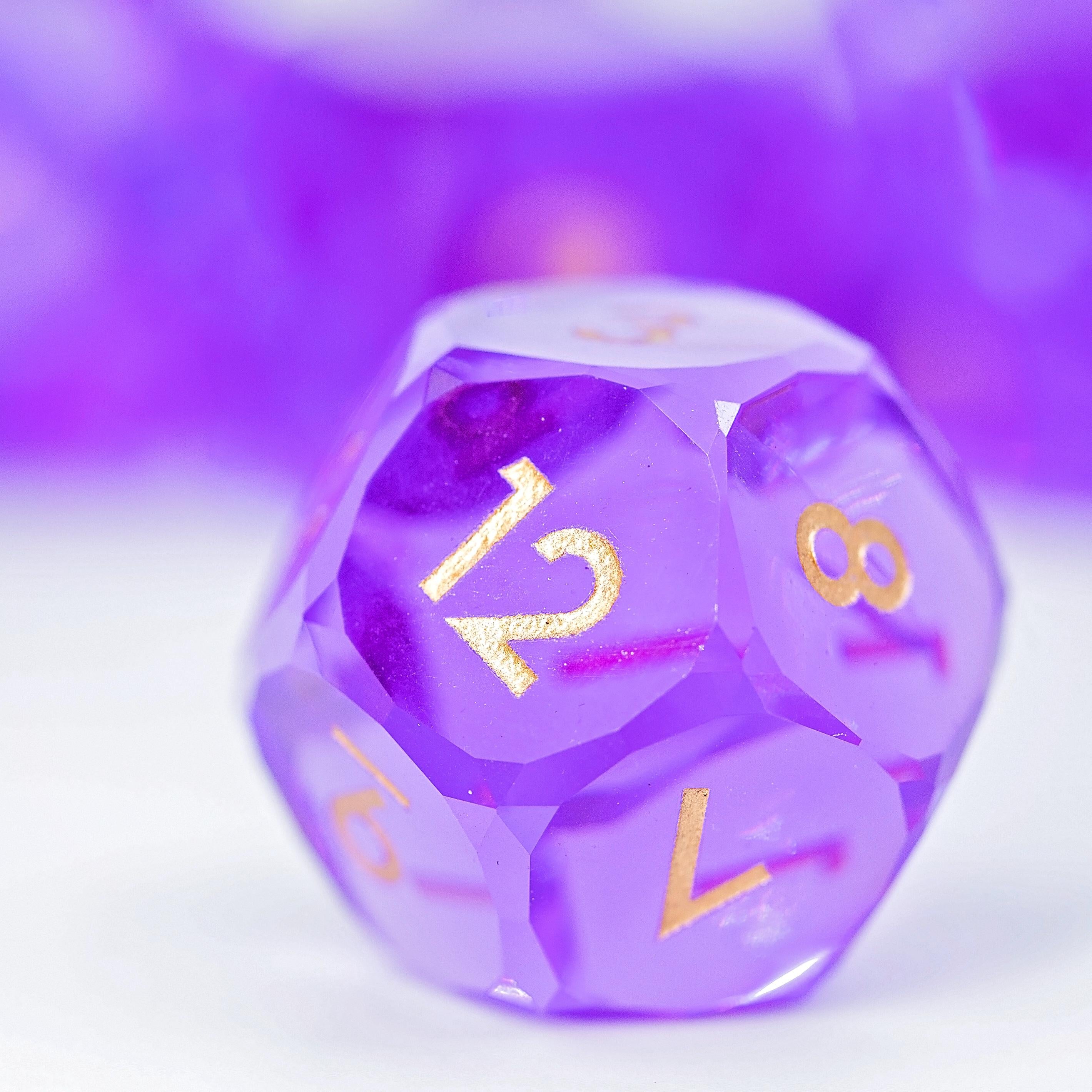 Faceted Resin DND Dice Set | Sage’s Faceted Crystals | Clear Gem Cut Design