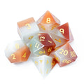 Orange Pearl Cat's Eye Gemstone DND Dice Set | Sage’s Treasures | Real Catseye Gem Polyhedral Dice - Sage's PortalGemstone Dice Set