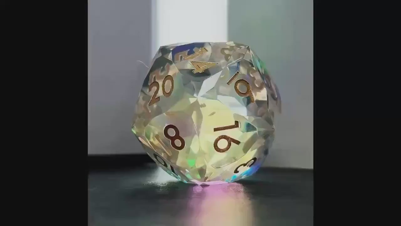 DND Faceted Resin 30mm D20 | Sage’s Faceted Crystals | Gem Cut Sharp Edge Dice