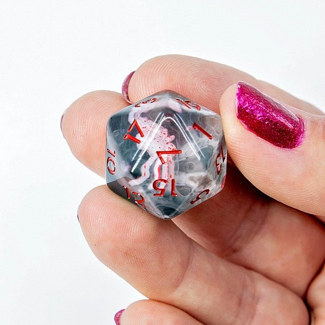 Sage's Albino Spiderlings Familiar in Green Resin Polyhedral Dice Set - Sage's PortalResin Dice Set