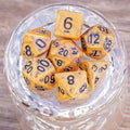 Sage's Ancient Golden Stone Black Ink Acrylic Polyhedral Dice Set - Sage's PortalAcrylic Dice Set